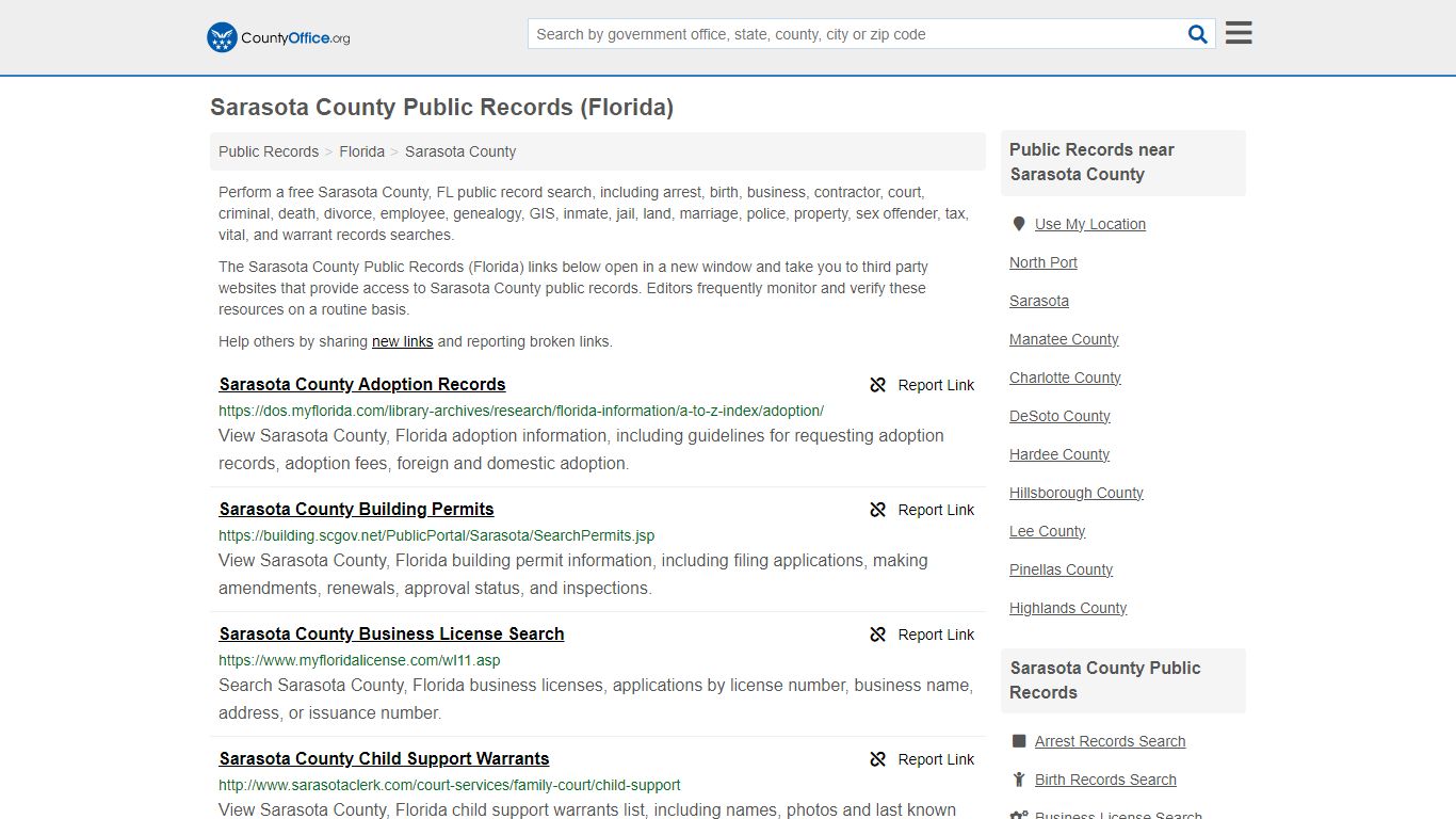 Sarasota County Public Records (Florida) - County Office